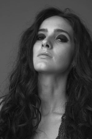 graphic smokey eyes for black and white shoot on model